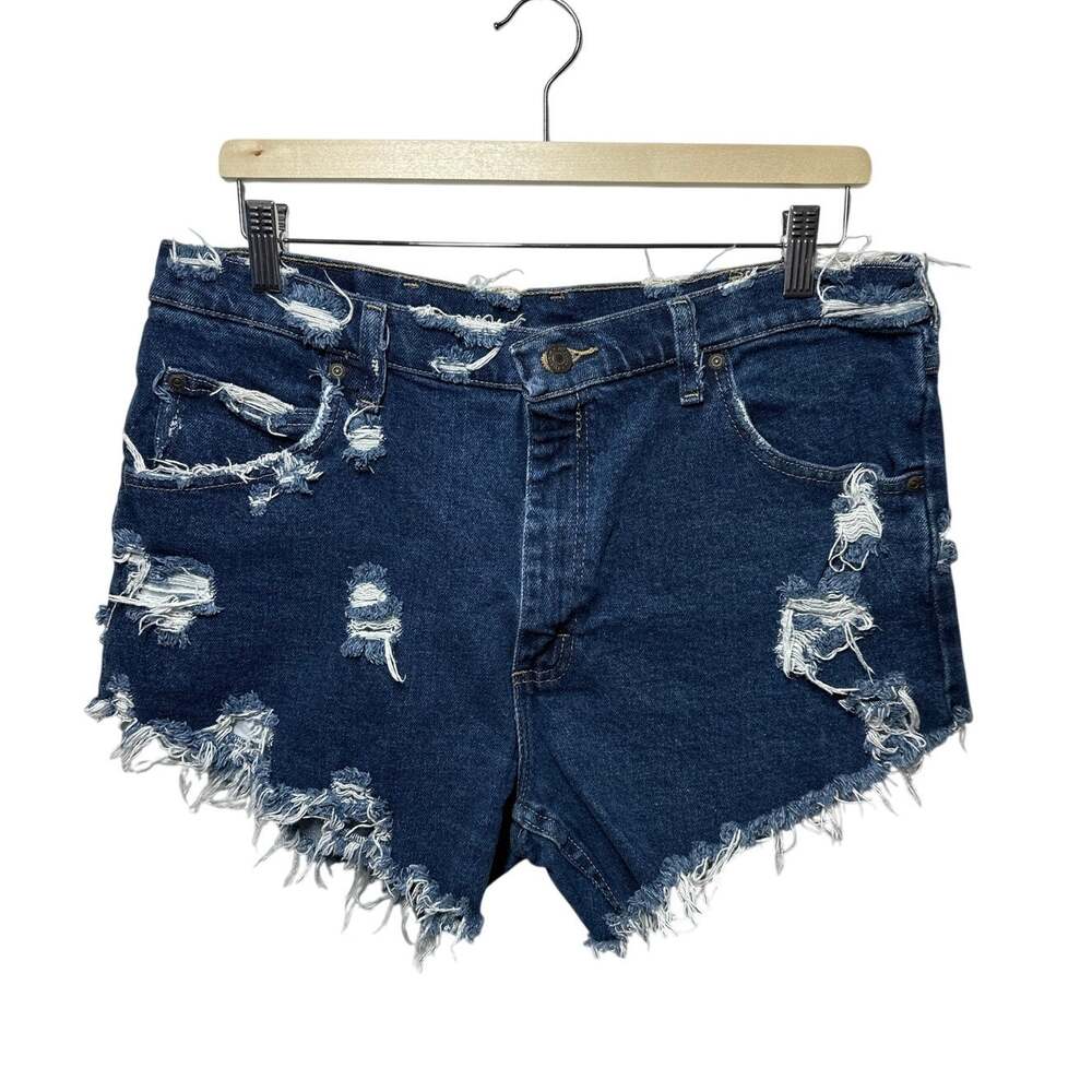 Wrangler Five Star Premium Cutoff Denim Shorts Women’s Distressed 36 Blue